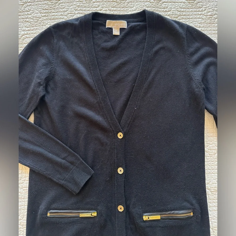 Michael Kors Black Cardigan with Gold Accents- size M - Picture 3 of 5